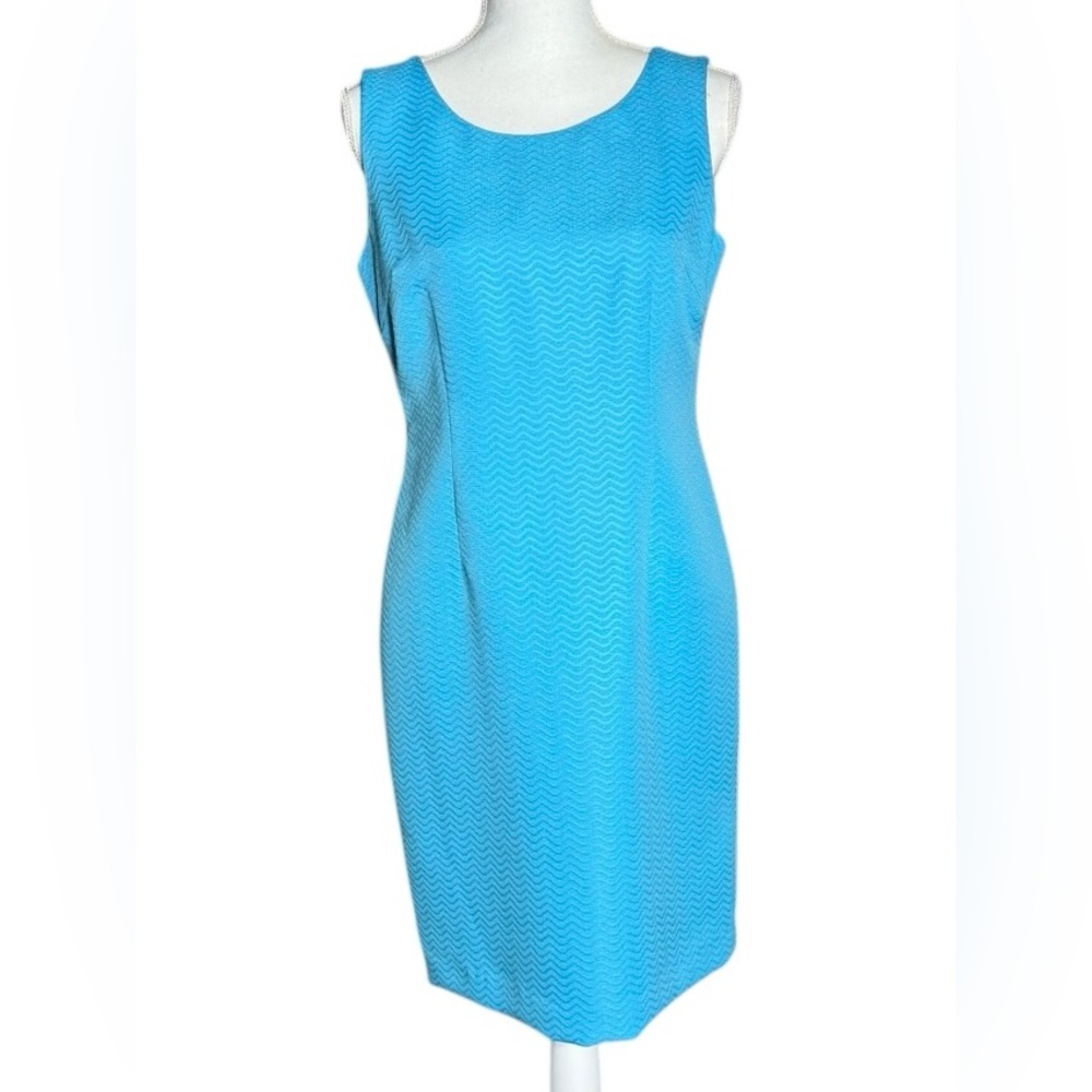Jones Studio Separates Sleeveless Dress Turquoise Blue Lined Textured Size 6